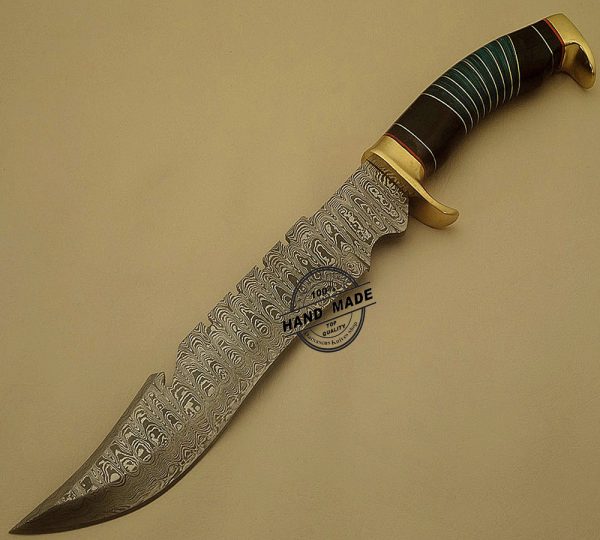 Custom Handmade Damascus Bowie Knife