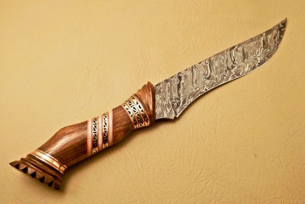 Custom Handmade Damascus Steel Hunting Knife New Damascus Amazing Bowie Knife With Olive Wood Handle Leather Sheaths 1963