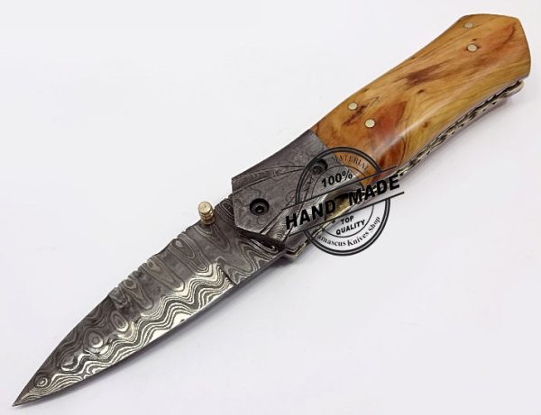 Handcrafted Damascus Folding Liner Lock Knife