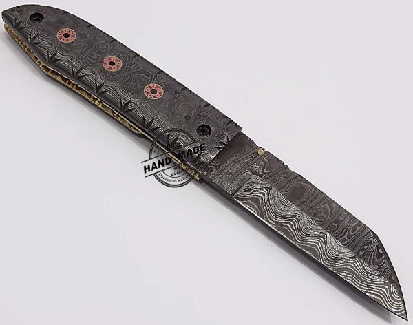 Crafted Full Damascus Folding Liner Lock Knife